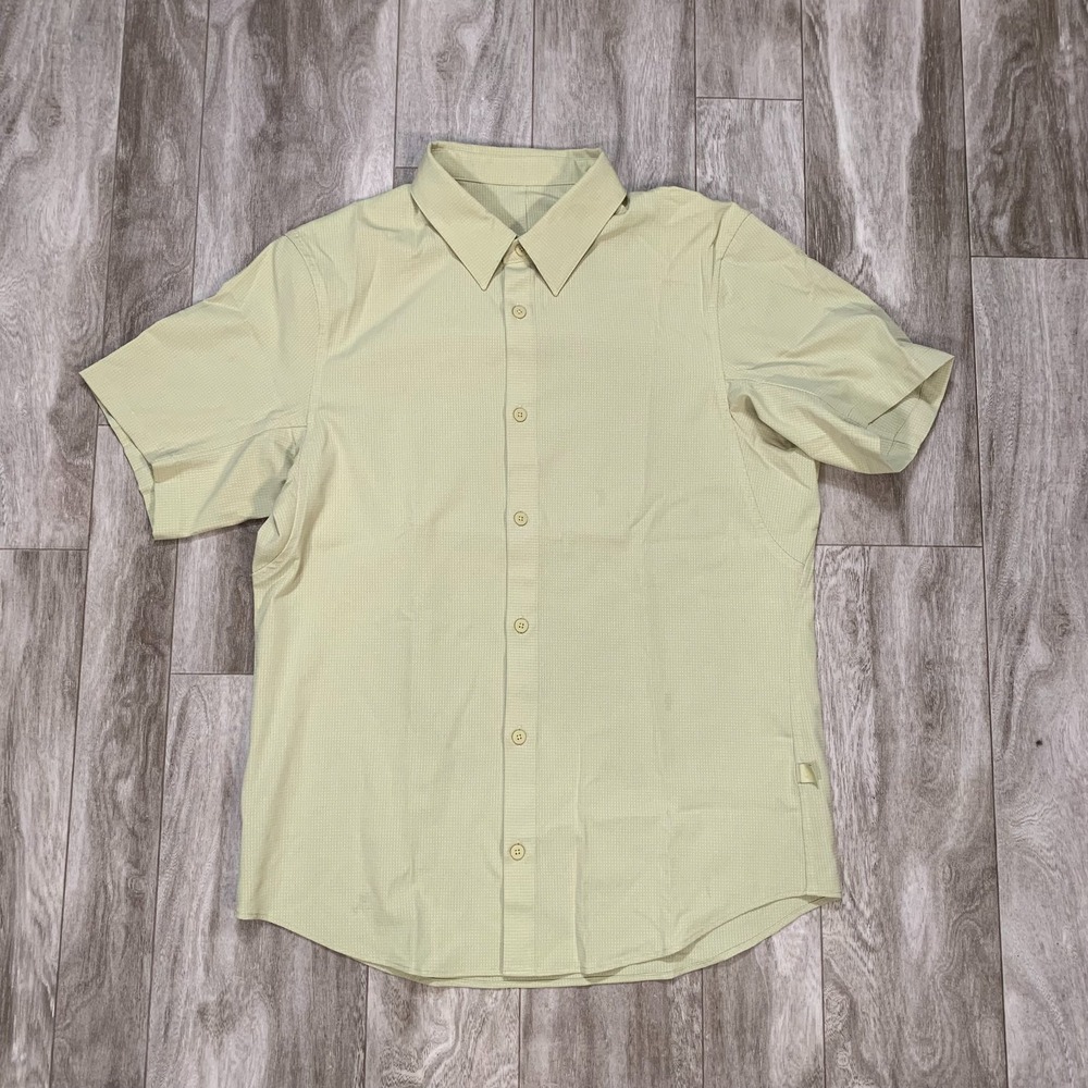 Lululemon Commission Shirt Mens Medium Yellow Button Up Performance Stretch